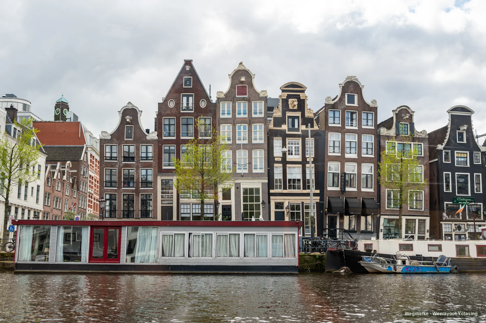Canal houses after rain