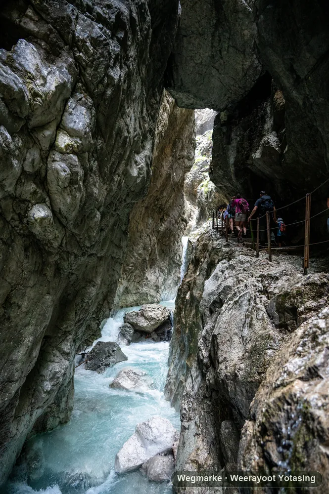 Mountain water running through a narrow gorge