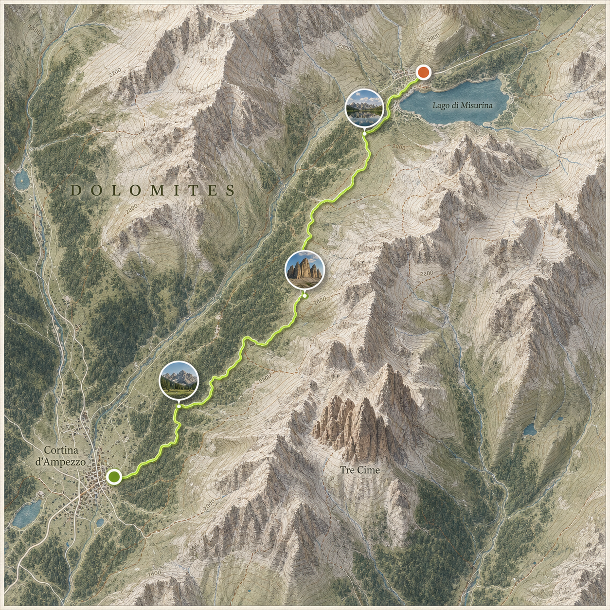 A saved route in the Dolomites