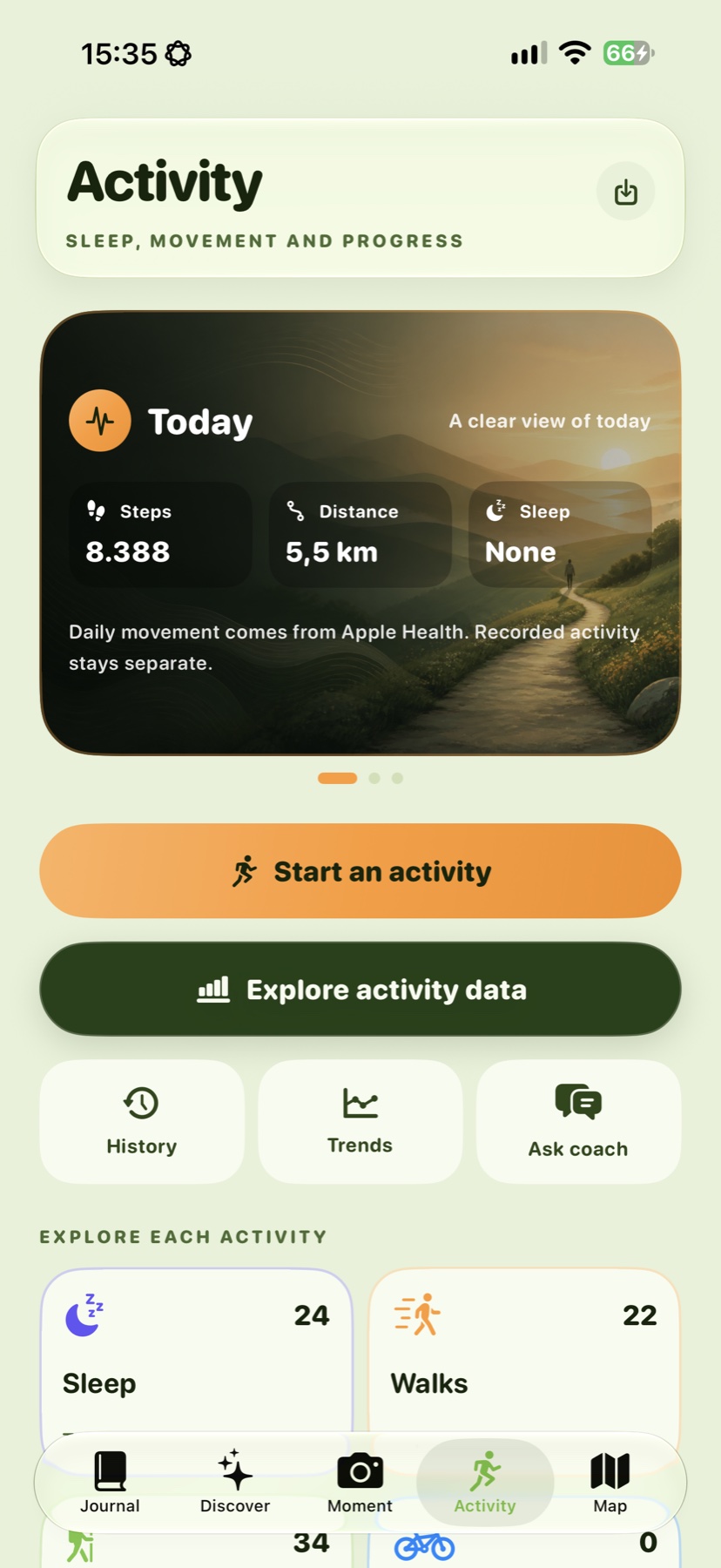 Real Wegmarke Activity home screen