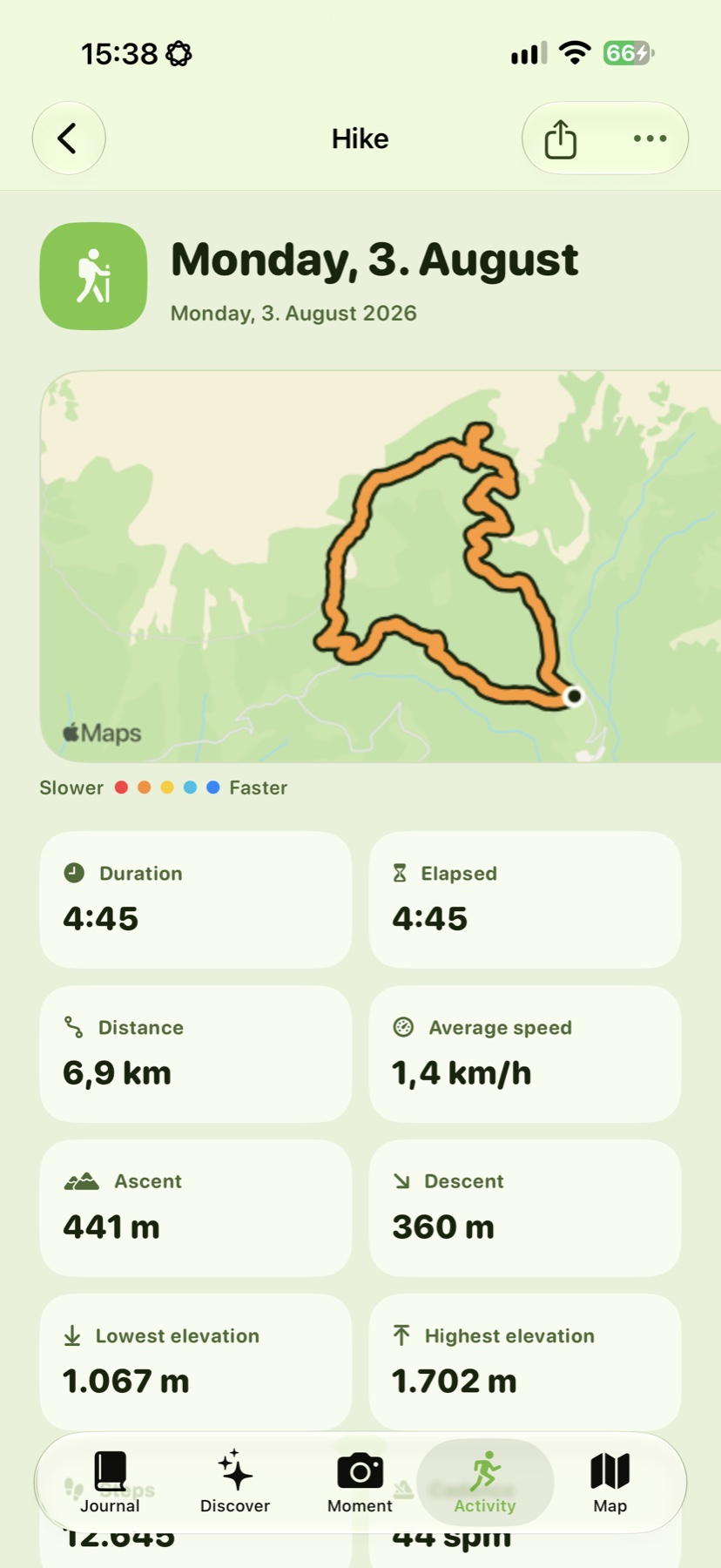 Real Wegmarke hike detail screen