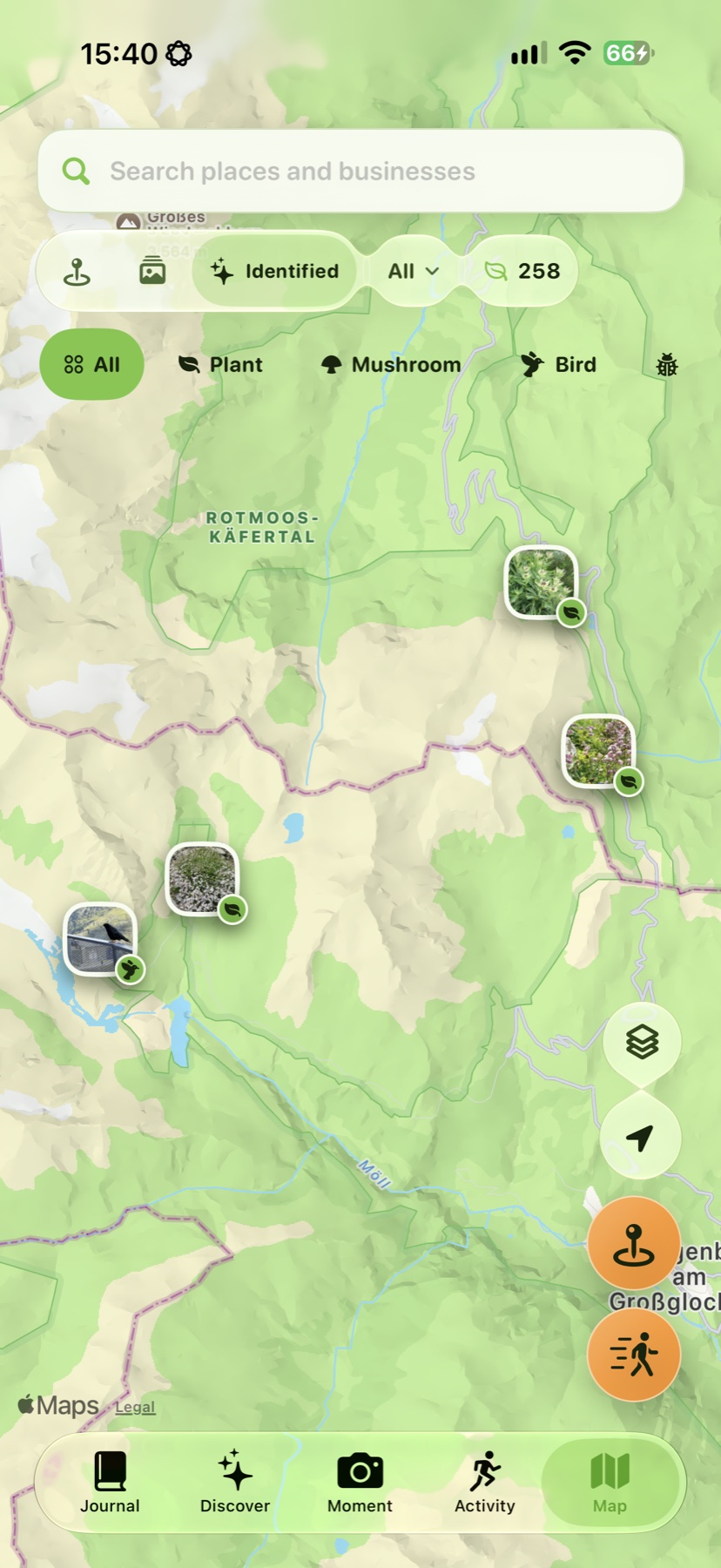 Real Wegmarke discovery map screen